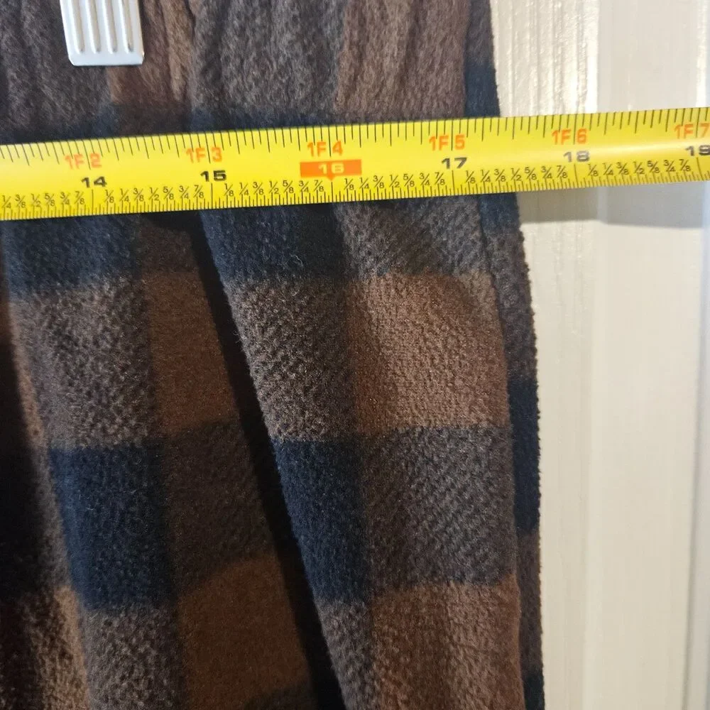 Skims Fleece Brown Plaid 2 peice Pajamas Size Large